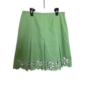 INC International Concepts Womens Pleated Skirt Size 6 Side Zipper Green